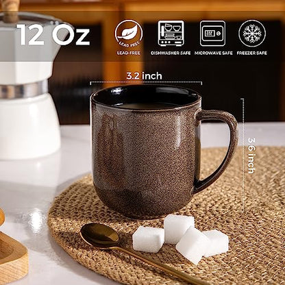 LERATIO Ceramic Coffee Mugs Set of 6,12oz Handmade Coffee Mugs Set | Large Handle for Cappuccino/Latte/Tea/Hot Cocoa,Oven &Dishwasher & Microwave Safe - color: reactive glaze-5