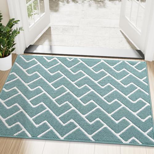 OLANLY Front Door Mat, Non-Slip Rubber Backing, Dirt Resistant and Absorbent, Washable, Easy to Clean Low-Profile Indoor Doormat for Back Door, Entryway, Inside Entrance, 48x32, Sage Green - color: Sage Green, size: 48" X 32"