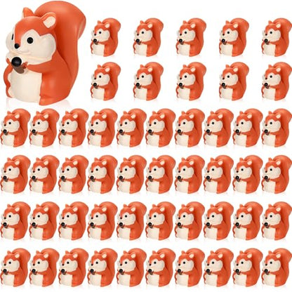 Threehoney 50 Pcs Mini Resin Animal Miniature Figurines Bulk Adorable Garden Accessories for Christmas Gifts Micro Landscape Ornaments Home Decor Bookcase Living Room Scenes Kit (Squirrel Style) - style: Squirrel Style
