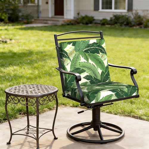 DYTXIII Outdoor Midback Chair Cushions Set of 2-20"x17" Water Repellent & Fade-Resistant Patio Seat Cushions with High-Resiliency Foam, Non-Slip Ties for Dining, Balcony Furniture-Palms Green - color: Palms Green