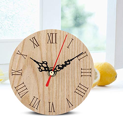 Farmhouse Wall Clock, Classic Rustic Antique Wood Silent Battery Operated, Rustic Wall Decor, 12cm Large Numerals Metal Circle Quiet Movement, for Office Kitchen Bedroom Living Roo