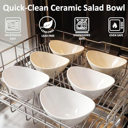Teocera 7 Inch Salad Bowls Set of 4, 28 oz Large Bowls– Microwave & Dishwasher Safe, for Pasta, Snacks, White - color: White, size: 28 Ounce ( 4 Piece)