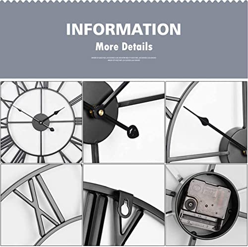 30 inch Large Metal Wall Clock, Industrial Indoor Outdoor Waterproof Art Decor Modern Clocks, European Retro with Oversized Roman Numerals, Silent Battery Operated Decor,Office,Kitchen, Loft - size: 30in