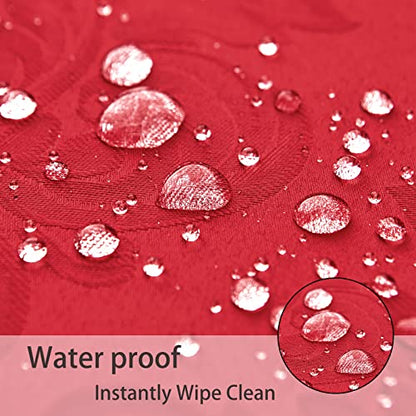 Red Jacquard 17x17 Square Polyester Cloth Napkins Set of 8 | Waterproof, Stain Resistant, Shrink Proof, Washable, fabric, Outdoor, Dining, Wedding, Kitchen, Party, Banquet, Reusable - color: Red