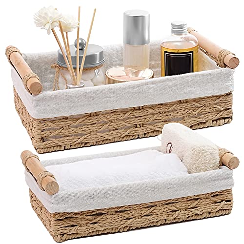 Storage Basket for Bathroom Organizer Baskets for Shelves Organizing | Toilet Paper Storage Basket for Bathroom Bedroom Home Farmhouse Decor,Set of 2,Beige - color: Beige