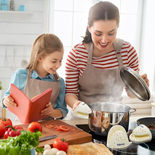 Thickened Mini Silicone Oven Mitts Heat Resistant as Hot Pot Holder, Baking Holder, Rubber Oven Gloves, Finger Pinch Grips, Potholder Mitts for Kitchen Cooking, 1 Pair, White Confetti - color: White Confetti
