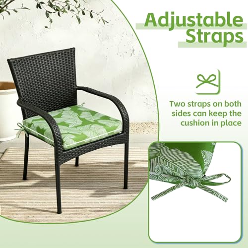 COZYVIDA Outdoor Dining Chair Cushion Set of 4, 20"x20" Square Seat Pads with Tie Straps and YKK Zippers, 35D High-Density Foam, Water-Resistant Fabric,UV-Resistant 1000+ Hrs - color: Print 036