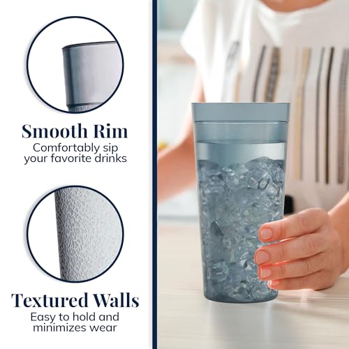 US Acrylic Cafe Plastic Reusable Tumblers (Set of 16) 20-ounce Water Cups in Grey | Value Set of Restaurant Style Drinking Glasses, Stackable, BPA-free, Made in the USA | Top-rack Dishwasher Safe - color: Gray, size: 20 ounces