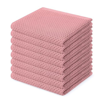 Homaxy 100% Cotton Waffle Weave Kitchen Dish Cloths 8-Pack, Dried Rose | 12 x 12 Inches, Ultra Soft Absorbent Dish Towels, Quick Drying Dish Rags with Hanging Loop - color: Dried Rose, size: 12 X 12 - 8 Pack