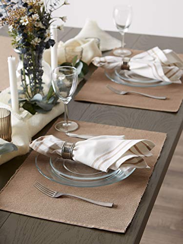DII Basic Everyday Ribbed Tabletop 100% Cotton, Placemat Set, 13x19, Stone, 6 Piece - color: Stone, size: 13x19"
