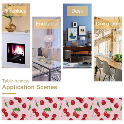 Red Cherry Table Runner, Tropical Fruit Polka Dot Print Table Runner for Birthday Party Dining Room Home Kitchen 13x36in - color: Fruit-4, size: 13x36in