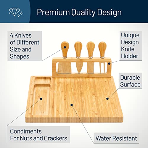 Bamboo Cheese Board and Charcuterie Boards Set & Serving Tray | House Warming Gifts for New Home, Wedding, Bridal Shower & Birthday, for Women - style: Cheese Board Set