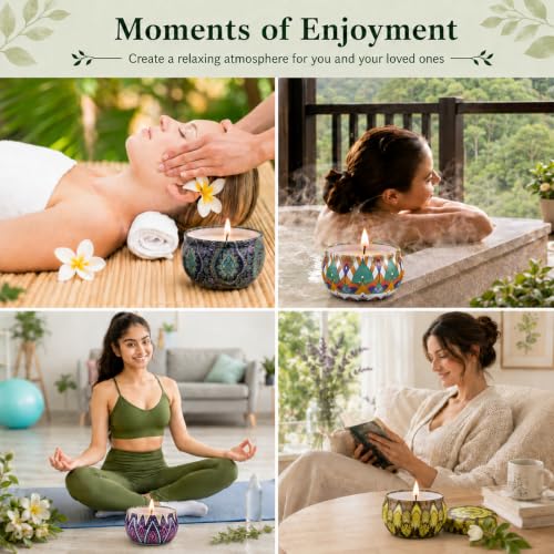 Scented Candles Gift Set, 12 Pack Soy Wax Aromatherapy Candles | 12 Summer Scents, Travel Tin Design, Gift Box Included, Home Fragrance, Spa Relaxation, Self Care, Birthday & Women Gifts - color: Scented Candles-12 Pack