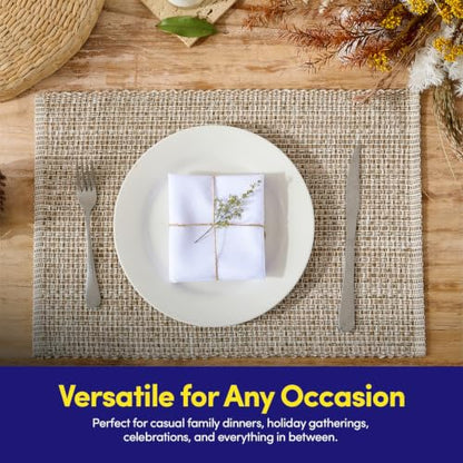 Sweet Home Collection 100% Cotton Placemats for Dining Room Rectangle Two Tone Woven Fabric 13" x 19" Soft Durable Table Mat Set, Set of 6, Eggshell - color: Eggshell, size: Rectangle 13" x 19"
