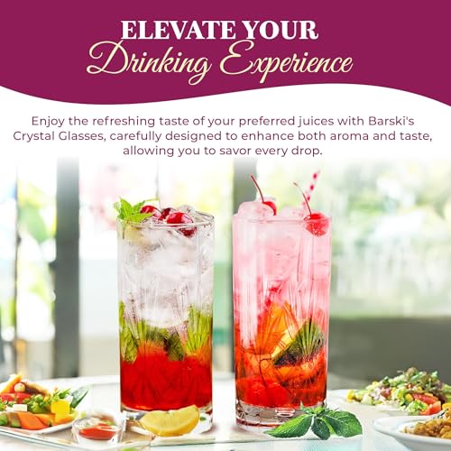 Barski Highball Glass - Drinking Glasses - Set of 2 - Hiball Tumblers - Glass Crystal Tumbler - for Water, Juice, Beer, Mixed Cocktails, Mojito Glass, Tom Collins Bar Glassware, 12 oz, Made in Europe - size: Set of 2 Highball 12 oz.