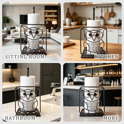 Paper Towel Holders Countertop - Paper Towel Holder Standing - Metal Paper Towel Holder Square Base - Decorative Animal Paper Towel Holder (owl) - color: Owl(bronze)