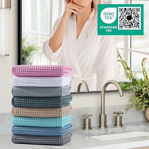 Microfiber Waffle Hand Towels, 2 Pieces, Soft, Absorbent, Fast Drying, Lint Free 430 GSM (Green) - color: Green