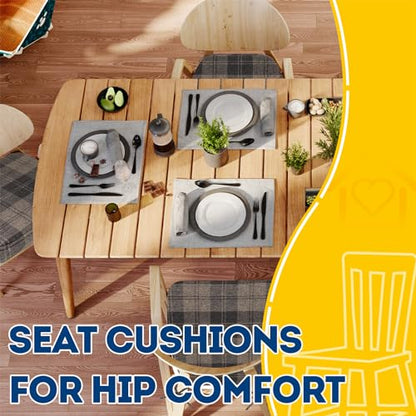 AAAAAcessories D-Shaped Chair Cushions, 2" Thick Dining Chair Pads with Ties and Removable, Machine-Washable Cover, 17" x 16", Brown Checkered - color: Brown Checkered, size: 1 Count(Pack of 1)