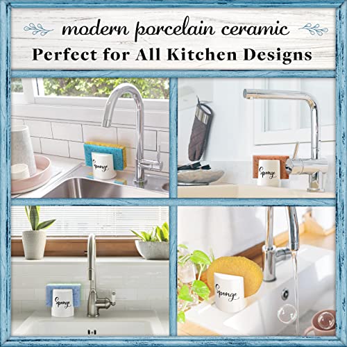 Home Acre Designs Sponge Holder for Kitchen Sink - Rustic Farmhouse Home & Kitchen Decor - White Ceramic - style: Farmhouse