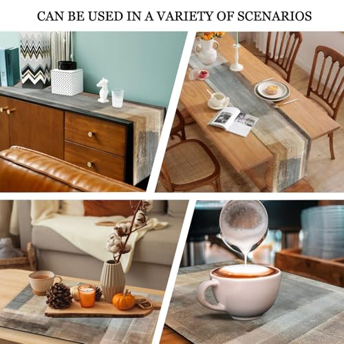 Mcalk Brown Table Runner and Placemats Set of 6, Abstract Grey Placemats, Modern Art Cloth Place Mats Indoor for Kitchen,Washable Linen Material for Dining Table - color: 01brown2