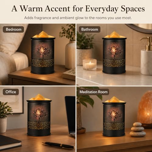 Metal Wax Melt Warmer Tree Candle Wax Warmer for Scented Wax Melter | Electric Wax Melts Wax Cubes Black Candle Lamp for Home Office Decor,Wax Burner as Gifts for Mom Grandma Women Girls - style: Tree