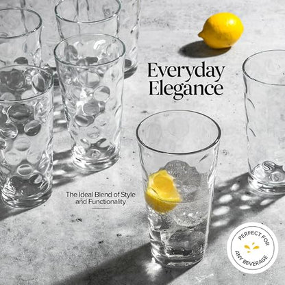 Highball Drinking Glasses Set of 10 Glass Cups by Home Essentials, 17 Oz. Glassware, for Water, Juice, Cocktails, Iced Tea