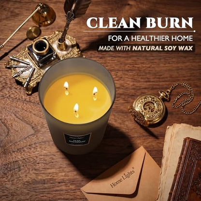 HomeLights Premium Scented Candles - 33.3 oz Natural Soy Wax, Aromatherapy for Home, Long Lasting Smokeless, 130 hrs Burn Time, 3 Cotton Wicks, Gifts for Women & Men - Teak Mahogany - color: Teak Mahogany
