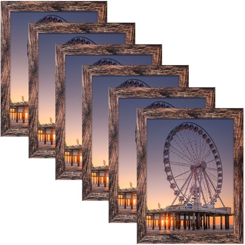 BESCRCL 8x10 Picture Frame Set of 6 High Definition Glass, Photo Frame for Wall or Tabletop, Engineered Wood, Brown - color: Brown, size: 8x10