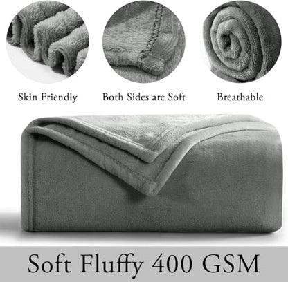 MOONLIGHT20015 Fleece Throw Blanket 16 Pack - Super Soft Cozy for Couch, Sofa and Camping Lightweight 400 GSM Luxury Fluffy Microfiber Bed Blankets 50 x 60 Inches (Throw/Travel, Silver) - color: Silver, size: Throw (Pack of 16)