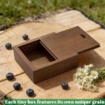 Mini Walnut Wood Gift Box Magnetic Sliding Lid Small Keepsake Case | Handcrafted walnut box with magnetic sliding lid. Smooth surface perfect for DIY crafts, rings, and personalized gifts. - color: Walnut (3.19")