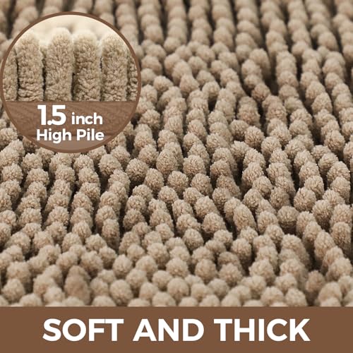 Bcoimo Bath Rugs Mat Set,2 Piece Non Slip Chenille Latte Bathroom Mat Sets | Extra Soft Bathroom Rug set;Non Slip with Rubber Backing Microfiber Mat;High Absorbent And Quick Drying mats;Machine Washable - color: Latte, size: 30×20 Plus 24×17