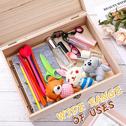Yookeer 4 Pcs Unfinished Wooden Boxes with Hinged Lid and Front Clasp Rectangle Wood Storage Box Natural DIY Craft Stash Bins for Gift Hobbies Keepsake Home Arts 12 x 9.25 x 3.35 Inch