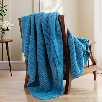 Knit Throw Blanket for Couch, Soft Cozy Fluffy Knitted Blanket for Sofa, Bed, Gift for Women Girls (Twin 60"x80") - size: Twin 60"x80"