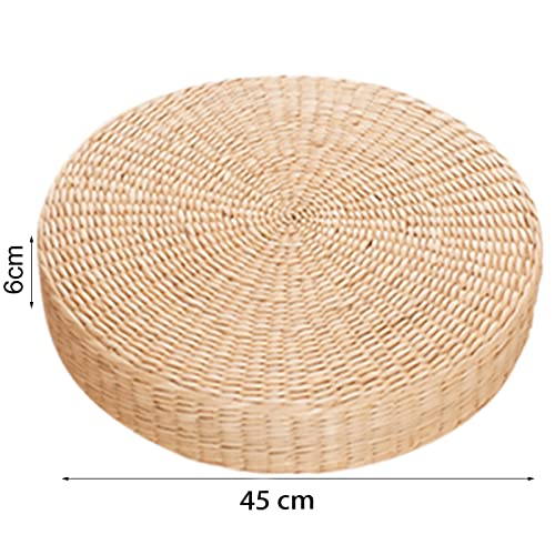 Comfortable Round Seat Cushion, Natural Straw Pouf Tatami Floor Pouf, Meditation Cushion 45cm - size: 45cm