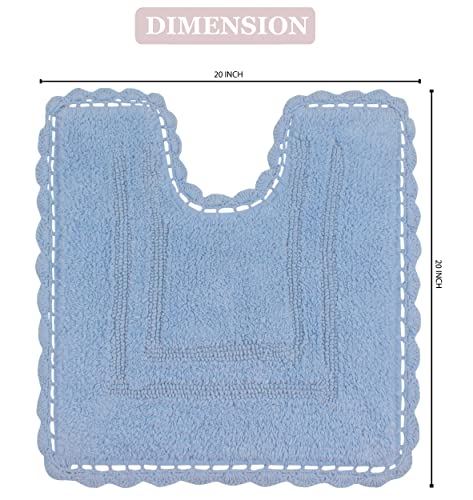 Home Weavers Casual Elegance Reversible Bathmat 100% Cotton Bathroom Rugs Set, Washable Rug, Thick Extra Soft and Absorbent Bath Rug, Kitchen Mat, Bath Mat Set, Non Slip Mat, 20"x20" Contour, Blue - color: Blue, size: 1'8" x 1'8" (Contour)