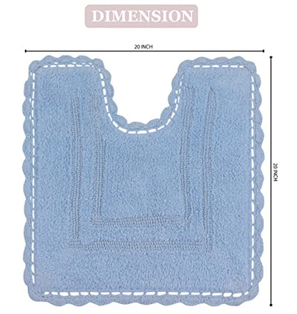 Home Weavers Casual Elegance Reversible Bathmat 100% Cotton Bathroom Rugs Set, Washable Rug, Thick Extra Soft and Absorbent Bath Rug, Kitchen Mat, Bath Mat Set, Non Slip Mat, 20"x20" Contour, Blue - color: Blue, size: 1'8" x 1'8" (Contour)