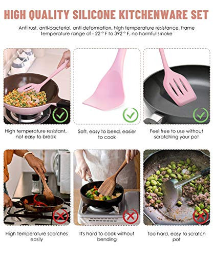 Kitchen Utensils Set-12 Pieces Silicone Cooking Utensils Set (Dishwasher Safe) 392°F Heat Resistant Spatula Set, Nonstick Cookware | Dishwasher Safe 392°F Heat Resistant Spatula Set Kitchen Utensil Set for Nonstick Cookware,Best Kitchen Tools with Holder