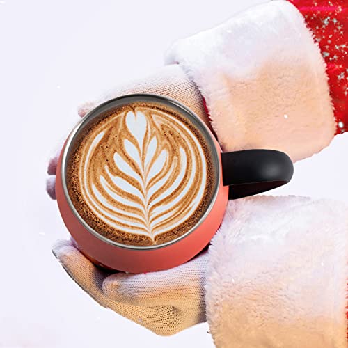 Ideus 16 oz Insulated Coffee Mug with Handle and Lid, Double Wall Stainless Steel Vacuum Thermal Coffee Mug, Travel Coffee Cup Thermal Cup for Home and Office (Jellyfish Red, FUJI DAWN) - color: Jellyfish Red