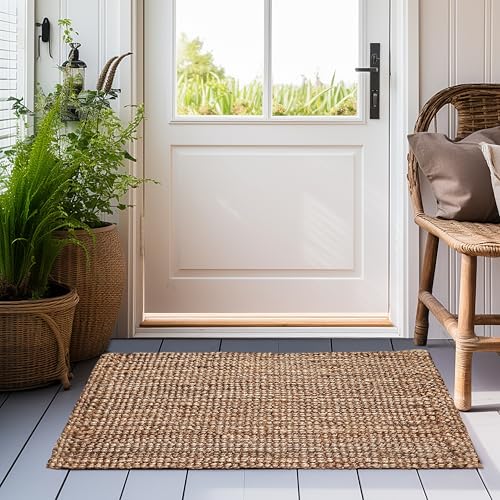 Croft&Cane Handspun Jute Area Rug – Natural Reversible 24x36 inch Rug | Premium Handwoven Chunky Textured Tan Beige Neutral Accent Carpet for Rustic Farmhouse Décor, Entryway, Bedroom, Family Room - size: 2' x 3' (Rectangular)