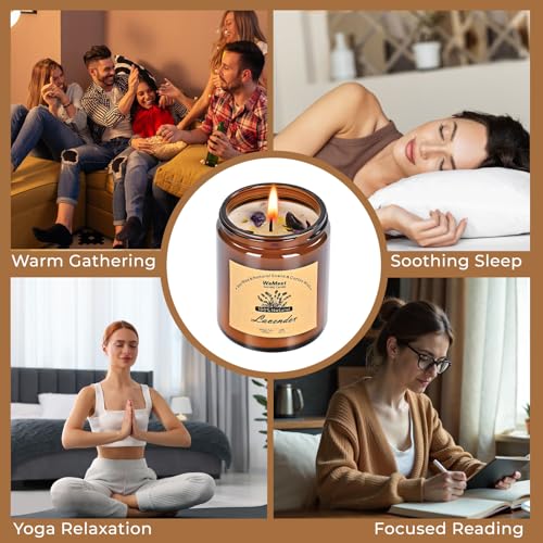 WEMEET Scented Candles Set, 4 Pack Aromatherapy Candle with Crystals, 28 oz 160 Hour Long Lasting Candle, Soy Wax Scented Candle with Dried Flowers, Gifts for Men, Women, Birthday, Mother's Day - color: 4 Pack