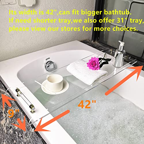 42" Gold Handle transaprent Bathtub Caddy for Luxury Bathroom - style: 42" Tray With Gold Handles