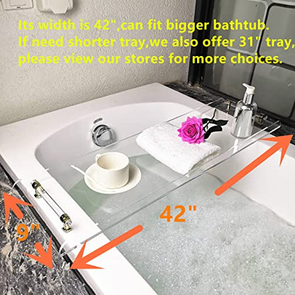 42" Gold Handle transaprent Bathtub Caddy for Luxury Bathroom - style: 42" Tray With Gold Handles