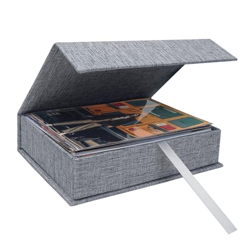 8x10 Photo Storage Box, Premium Linen Memory Box for Photos, Pictures, Certificates, Scrapbooking Supplies & Jewelry - Portable, Stackable Organizer for Home, Crafters & Collectors - color: Grey, size: 8X10