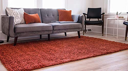 Unique Loom Solid Shag Collection Area Rug (2' x 3' 1" Rectangle, Terracotta) - color: Terracotta, size: 2' x 3'1" (Rectangular)