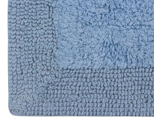 Home Weavers Luxury Collection 100% Cotton Reversible Bathroom Rugs Set, Washable Rug, Soft Cotton Extra Soft and Absorbent Bath Rug, Kitchen Mat, 2 Piece Set(S+M), Blue - color: Blue, size: 2 Piece Set(S+M)