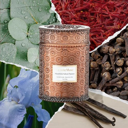 LA JOLIE MUSE Holiday Glow Candle Trio | 3×19 oz | Ruby Berry Bliss, Hearth & Velvet Flames, Starlit Golden Fir | Festive Soy Candles | Gift-Wrapped Wooden Wicks