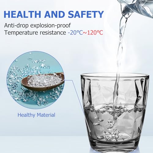 Plastic Glassware Tumbler Dishwasher Safe, Set of 4 Unbreakable Drinking Glasses, 10.5oz Reusable Acrylic Cups for Everyday Use (Black) - color: Black