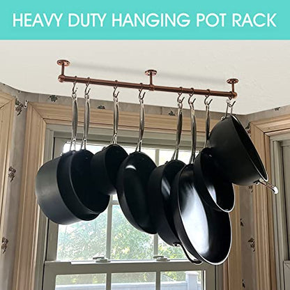 ROTHLEY Stainless Steel Pot and Pan Hanger: 23.7 Inch Wall Mounted Hanging Pots and Pans Rack with Hooks (Antique Copper) - color: Antique Copper, size: 23.7 inch