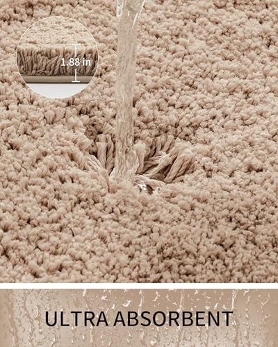 Toilet Rugs U-Shaped Mat 24x22, Contour Bathroom Mat - Ultra Soft & Absorbent Microfiber, Quick-Dry, Machine Washable with High Density Foam Latex Non Slip Backing, Beige - color: Beige, size: 24" X 22"(Toilet Rug)
