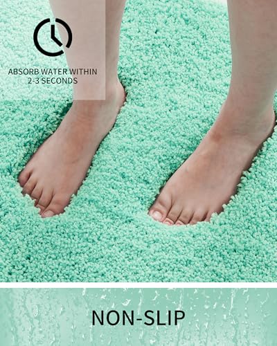 Toilet Rugs U-Shaped Mat 24x22, Contour Bathroom Mat - Ultra Soft & Absorbent Microfiber, Quick-Dry, Machine Washable with High Density Foam Latex Non Slip Backing, SpaBlue - color: Spa Blue, size: 24" X 22"(Toilet Rug)